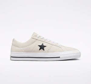 Bascheți Converse CONS One Star Pro Piele Intoarsa Albi Negrii | CV-256GIV