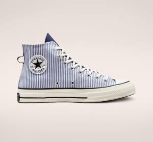 Tenisi Inalti Converse Chuck 70 Crafted Stripe Indigo Negrii | CV-074YXC