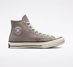 Tenisi Inalti Converse Chuck 70 Crafted Piele Gri Negrii | CV-397OIE