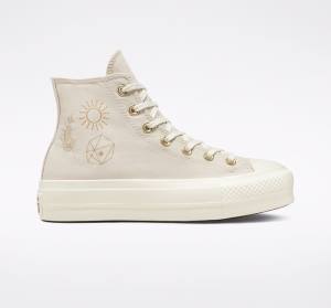 Tenisi Inalti Converse Chuck Taylor All Star Lift Platforma Golden Elements Maro Aurii Deschis | CV-241ARE