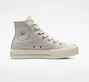 Tenisi Inalti Converse Chuck Taylor All Star Lift Platforma Metallic Twill Argintii Argintii | CV-752AHK