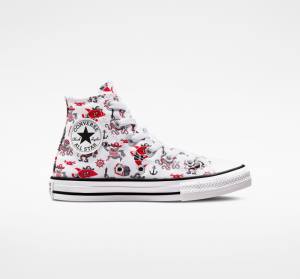 Tenisi Inalti Converse Chuck Taylor All Star Pirates Albi Rosii Negrii | CV-784OPB