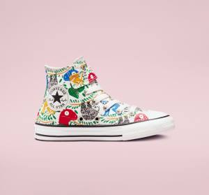 Tenisi Inalti Converse Chuck Taylor All Star Easy-On Multicolored Animals Albi Colorati Negrii | CV-827IST