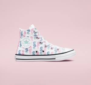 Tenisi Inalti Converse Chuck Taylor All Star Seahorses Albi Roz Albastru Deschis | CV-830SEP