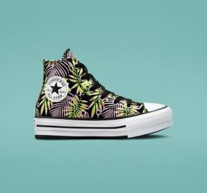 Tenisi Inalti Converse Chuck Taylor All Star Lift Platforma Bright Plants Negrii Roz Verzi Deschis | CV-975NDR