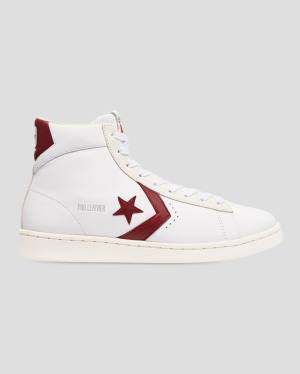 Tenisi Inalti Converse Pro Piele Italy Albi Rosii | CV-836LJE