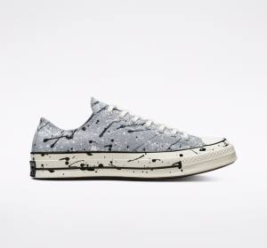 Tenisi Low Top Converse Chuck 70 Archive Paint Splatter Gri Negrii Albi | CV-253SVW