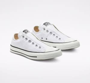 Tenisi Low Top Converse Chuck Taylor All Star Slip Albi Negrii Albi | CV-523GPY