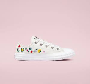 Tenisi Low Top Converse Chuck Taylor All Star Floral Embroidery Albi Albi | CV-807RJH