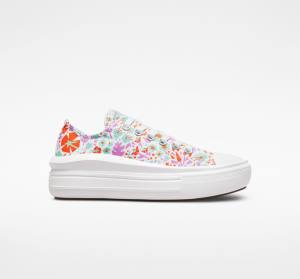 Tenisi Low Top Converse Chuck Taylor All Star Move Platforma Paper Floral Albi Albastru Deschis | CV-821TKI