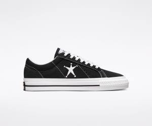 Tenisi Low Top Converse Stussy One Star Negrii Albi | CV-385RPL