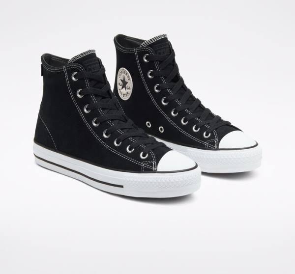 Bascheți Converse CONS Chuck Taylor All Star Pro Piele Intoarsa Negrii Albi | CV-068KGM