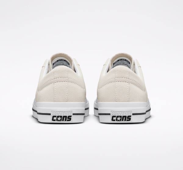 Bascheți Converse CONS One Star Pro Piele Intoarsa Albi Negrii | CV-256GIV