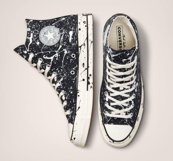 Tenisi Inalti Converse Chuck 70 Archive Paint Splatter Negrii Gri | CV-012GHM