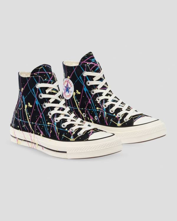 Tenisi Inalti Converse Chuck 70 Archive Print Paint Splatter Negrii | CV-021IDW