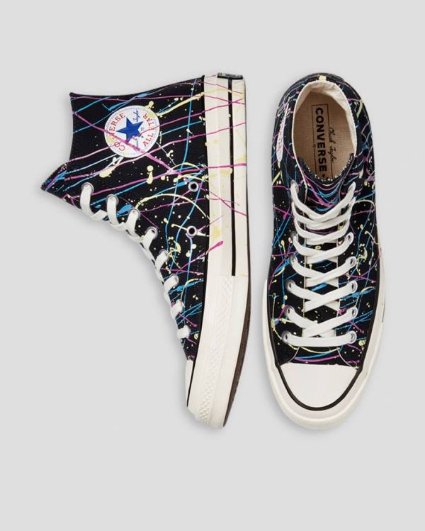 Tenisi Inalti Converse Chuck 70 Archive Print Paint Splatter Negrii | CV-021IDW