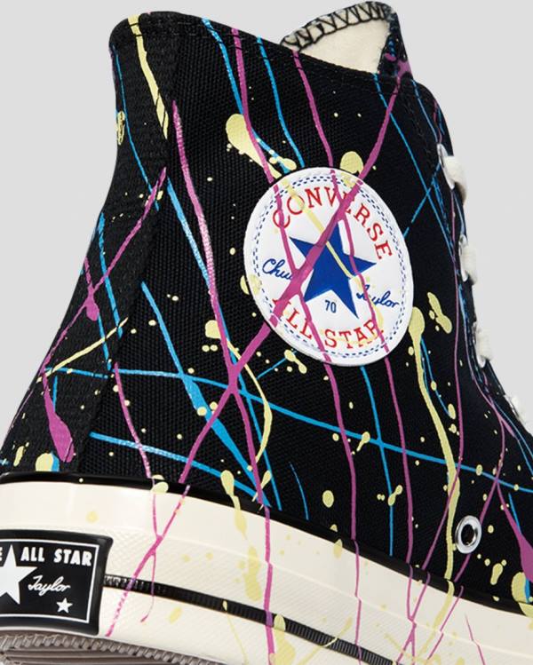 Tenisi Inalti Converse Chuck 70 Archive Print Paint Splatter Negrii | CV-021IDW