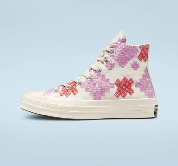 Tenisi Inalti Converse Chuck 70 Bright Embroidery Roz Rosii | CV-104CFX