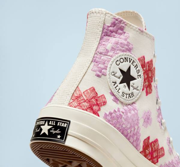 Tenisi Inalti Converse Chuck 70 Bright Embroidery Roz Rosii | CV-104CFX