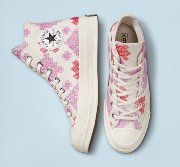 Tenisi Inalti Converse Chuck 70 Bright Embroidery Roz Rosii | CV-104CFX