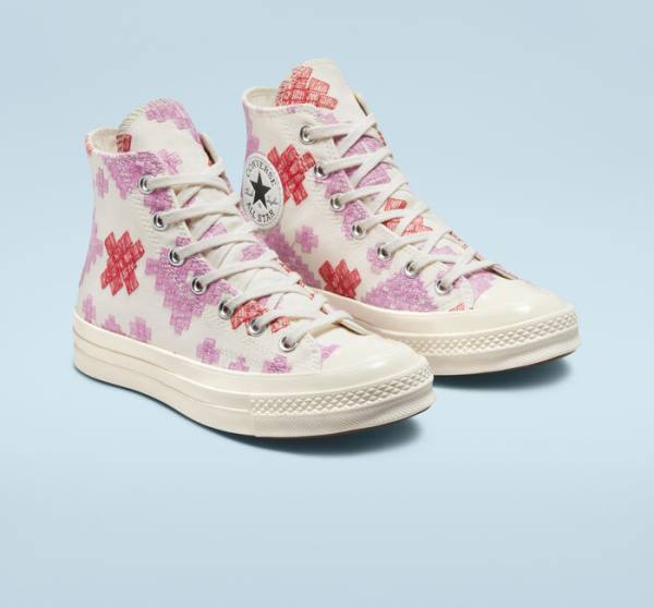 Tenisi Inalti Converse Chuck 70 Bright Embroidery Roz Rosii | CV-104CFX