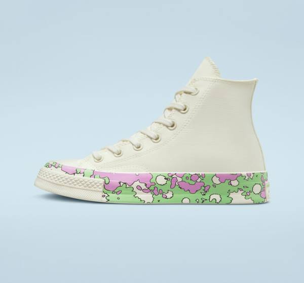 Tenisi Inalti Converse Chuck 70 Crafted Florals Roz Verzi Deschis | CV-052DEN