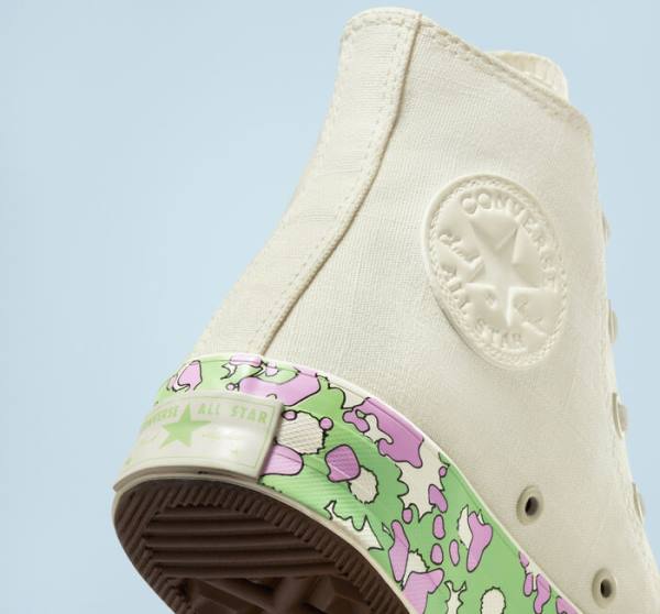 Tenisi Inalti Converse Chuck 70 Crafted Florals Roz Verzi Deschis | CV-052DEN