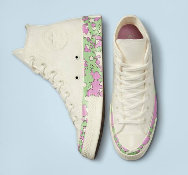 Tenisi Inalti Converse Chuck 70 Crafted Florals Roz Verzi Deschis | CV-052DEN