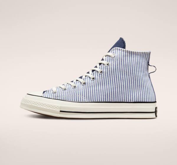 Tenisi Inalti Converse Chuck 70 Crafted Stripe Indigo Negrii | CV-074YXC