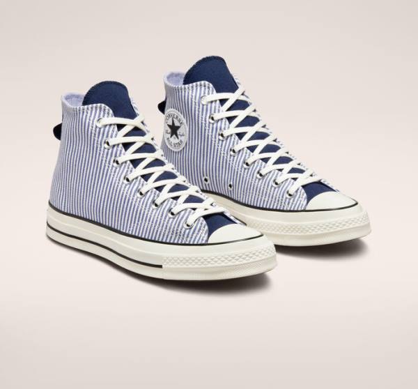 Tenisi Inalti Converse Chuck 70 Crafted Stripe Indigo Negrii | CV-074YXC