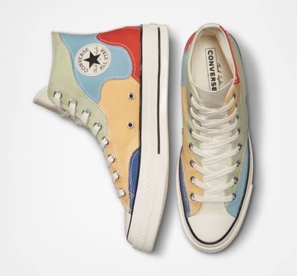 Tenisi Inalti Converse Chuck 70 Crafted Patchwork Masline Verzi Albastri | CV-098IZF