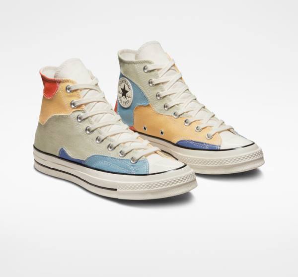 Tenisi Inalti Converse Chuck 70 Crafted Patchwork Masline Verzi Albastri | CV-098IZF