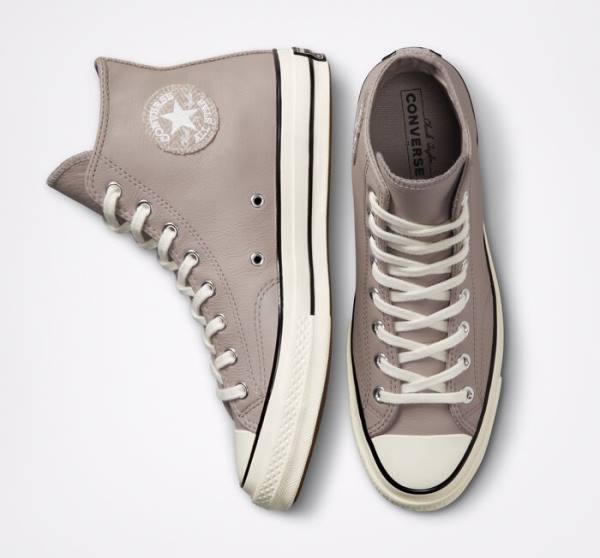 Tenisi Inalti Converse Chuck 70 Crafted Piele Gri Negrii | CV-142XOQ