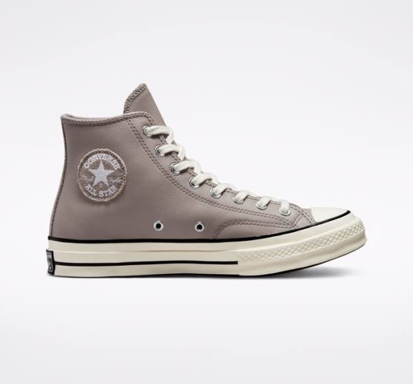 Tenisi Inalti Converse Chuck 70 Crafted Piele Gri Negrii | CV-142XOQ