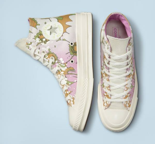 Tenisi Inalti Converse Chuck 70 Crafted Florals Roz Masline Verzi | CV-317UEZ