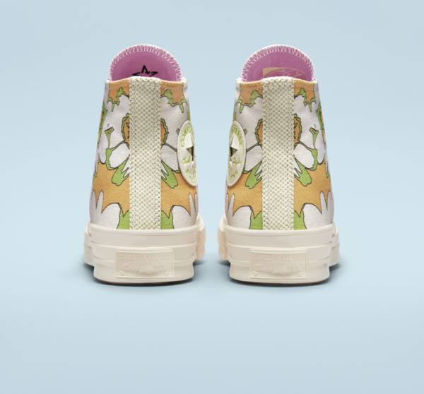 Tenisi Inalti Converse Chuck 70 Crafted Florals Roz Masline Verzi | CV-317UEZ