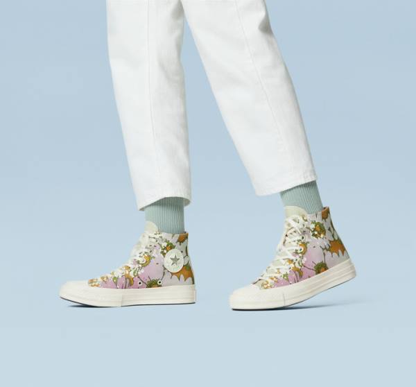 Tenisi Inalti Converse Chuck 70 Crafted Florals Roz Masline Verzi | CV-317UEZ