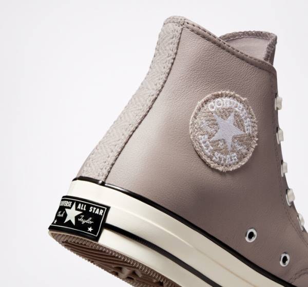 Tenisi Inalti Converse Chuck 70 Crafted Piele Gri Negrii | CV-637HLS