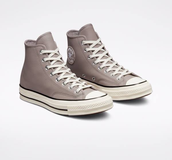 Tenisi Inalti Converse Chuck 70 Crafted Piele Gri Negrii | CV-637HLS