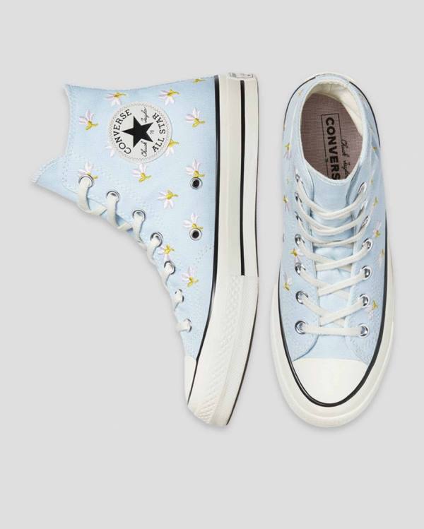 Tenisi Inalti Converse Chuck 70 Embroidered Garden Party Albastri | CV-094VIY