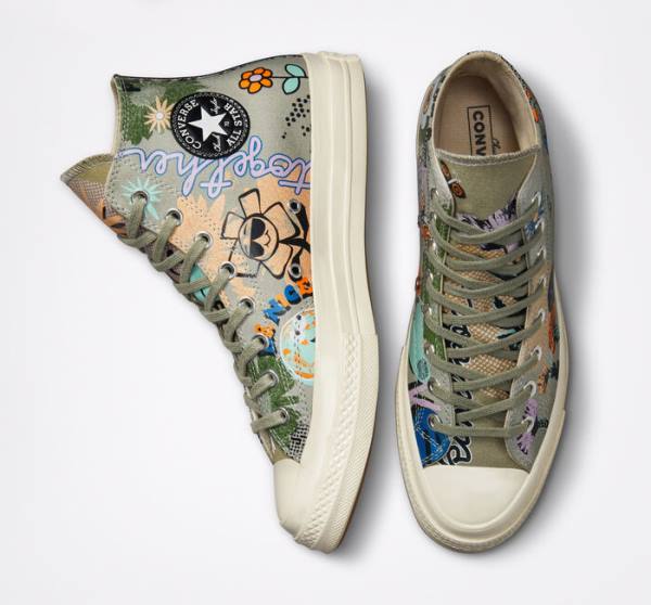 Tenisi Inalti Converse Chuck 70 Floral Masline Verzi Colorati | CV-081RWD