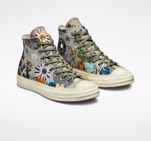 Tenisi Inalti Converse Chuck 70 Floral Masline Verzi Colorati | CV-081RWD