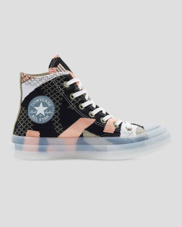 Tenisi Inalti Converse Chuck 70 Knit Print Negrii Portocalii | CV-264MRY