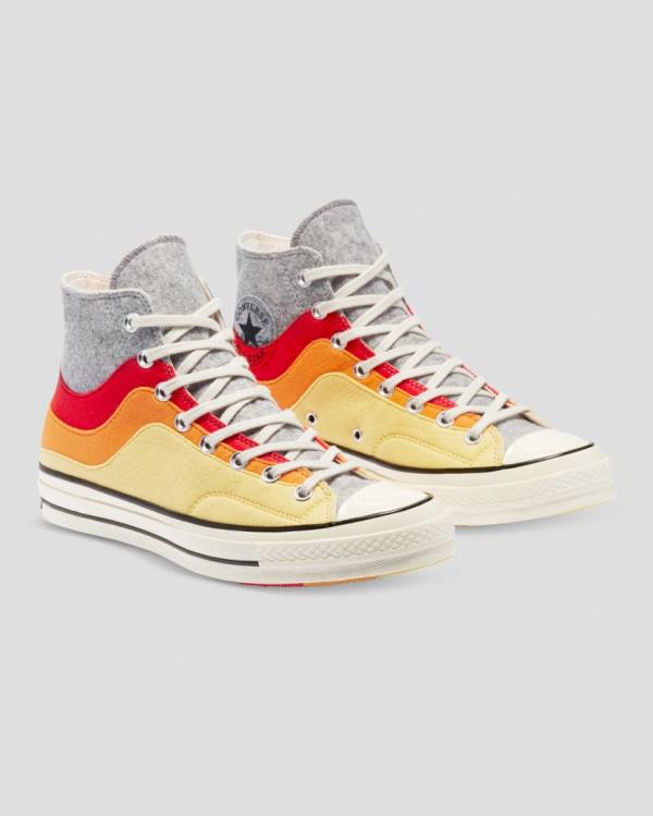 Tenisi Inalti Converse Chuck 70 Nor'Easter Felted Layered Gri Rosii Galbeni | CV-615TUY