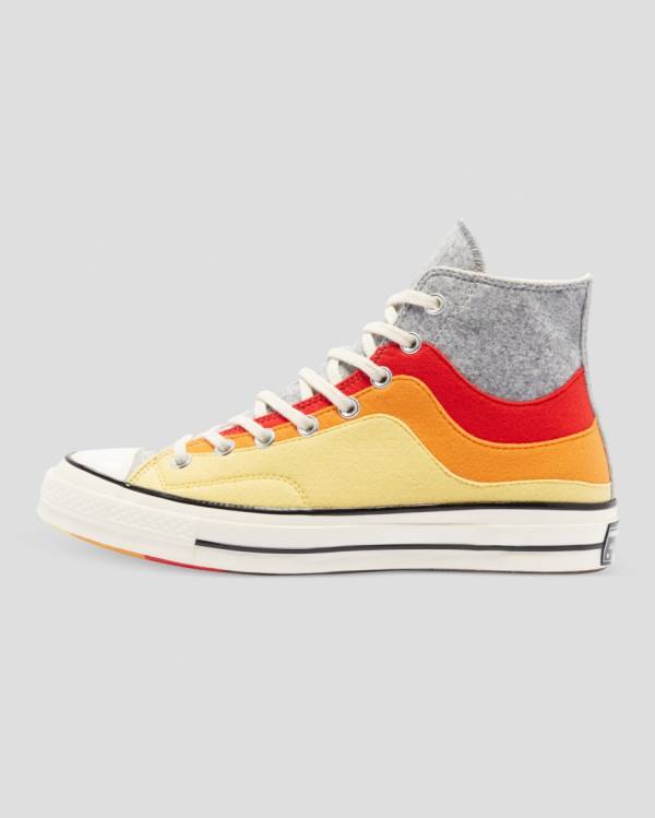 Tenisi Inalti Converse Chuck 70 Nor'Easter Felted Layered Gri Rosii Galbeni | CV-615TUY