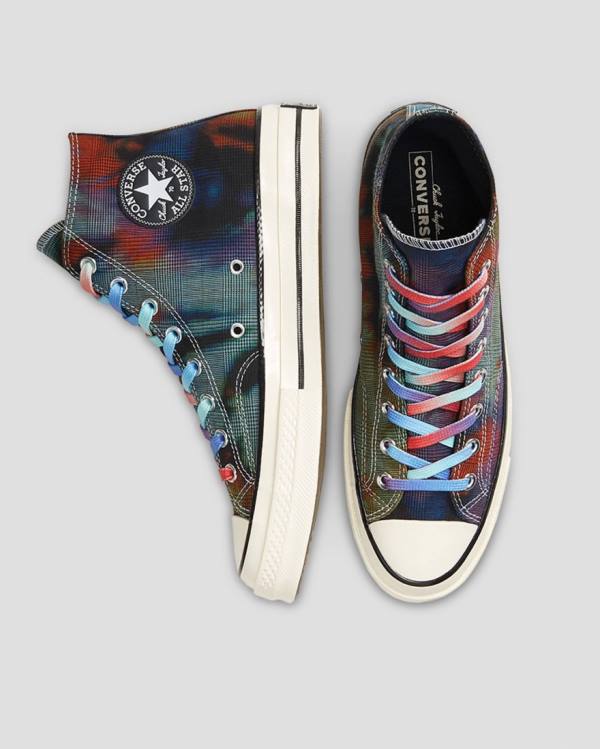 Tenisi Inalti Converse Chuck 70 Plaid Tie Dye Negrii | CV-149OXB