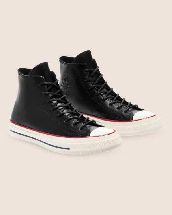 Tenisi Inalti Converse Chuck 70 Premium Piele Negrii | CV-187AZY