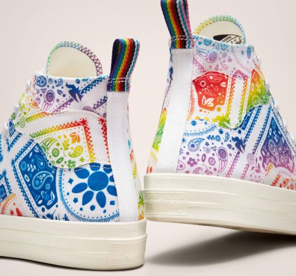 Tenisi Inalti Converse Chuck 70 Pride Albi Rosii | CV-904TOV