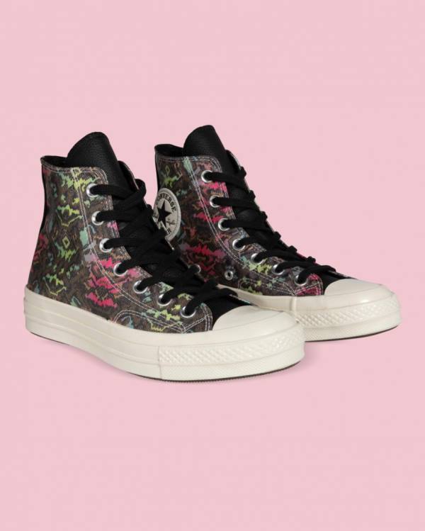 Tenisi Inalti Converse Chuck 70 Satin Snake Print Negrii | CV-025IEG