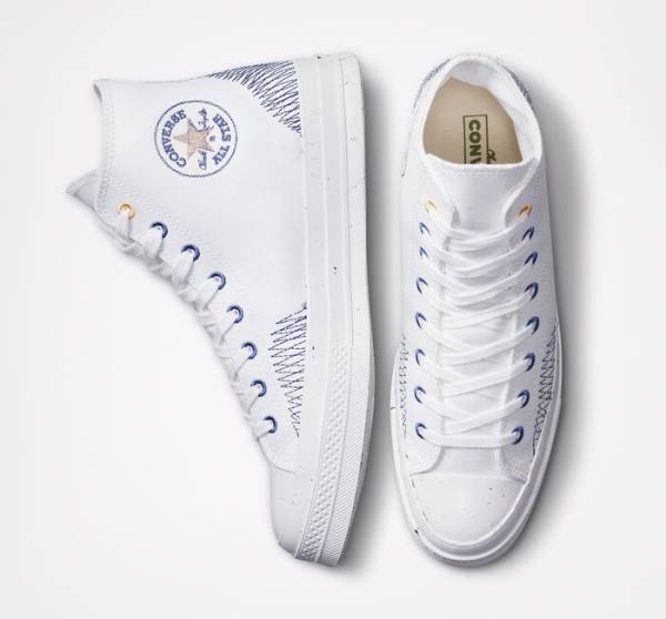 Tenisi Inalti Converse Chuck 70 Stitched Albi Indigo | CV-309SDX